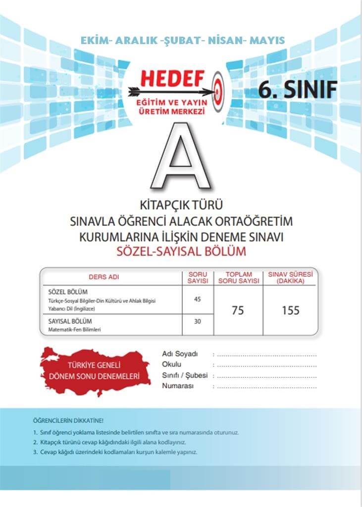 6. Sınıf Hedef Denemeleri 1-5